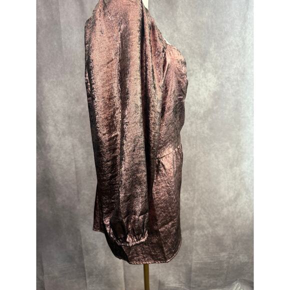 Lane Bryant Illusion NWT Plus Size Shimmer Ruched Tunic Top 22/24 Metallic Rose - Picture 3 of 11